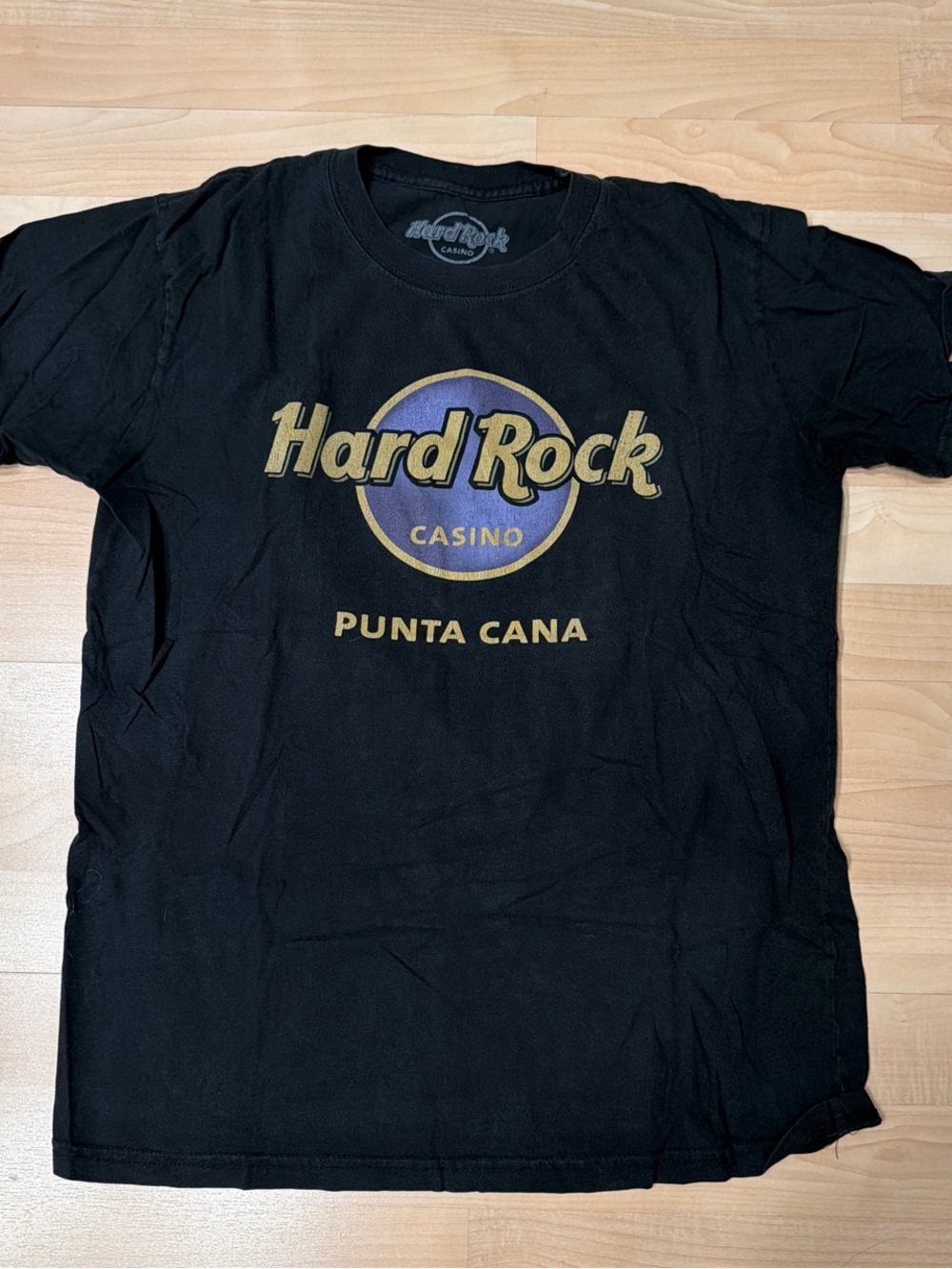 Hard Rock Cafe Black Tee with Gold and Blue Logo - Punta Cana Casino